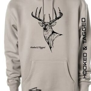 Beige Pullover Hoodie with Deer Graphic